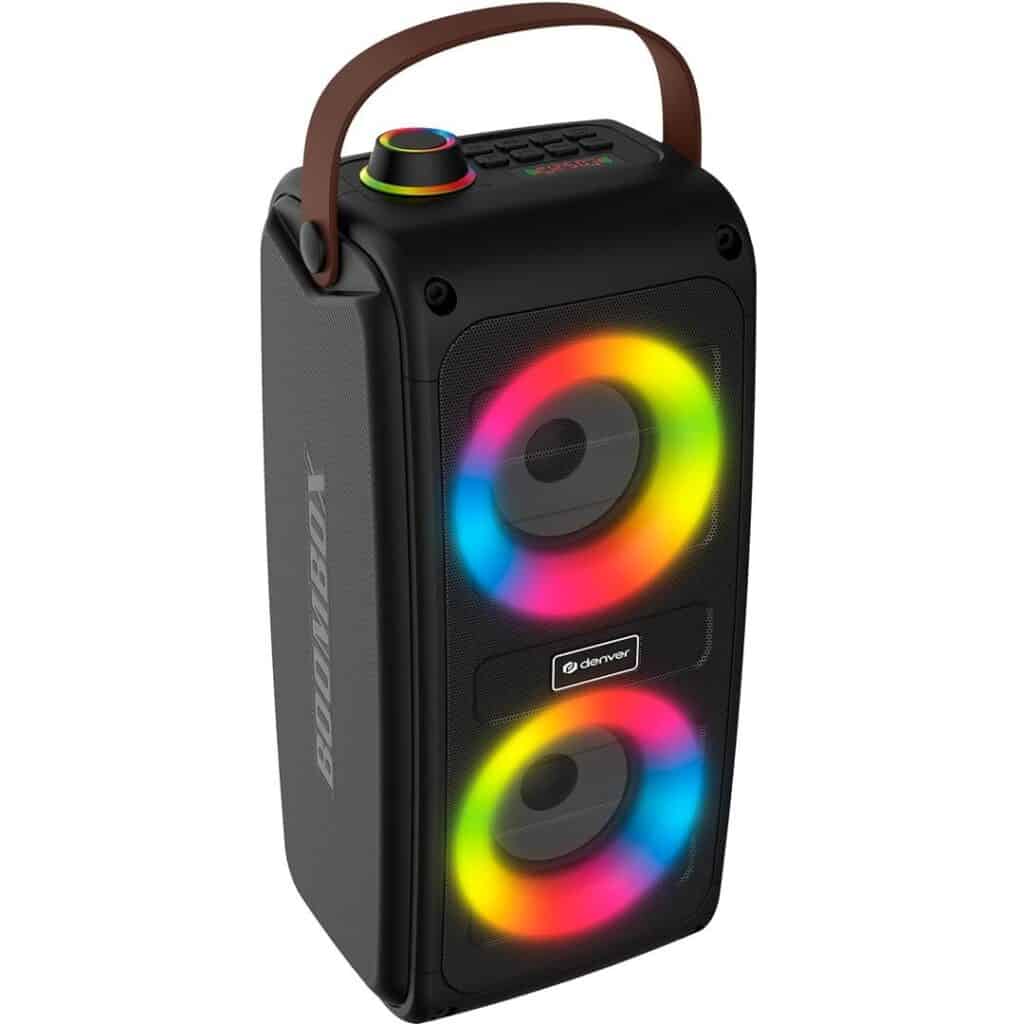 Denver BTV-230 Bluetooth-højtaler 2×5 W med RGB-lys Denver BTV-230 Bluetooth-højtaler 2×5 W med RGB-lys