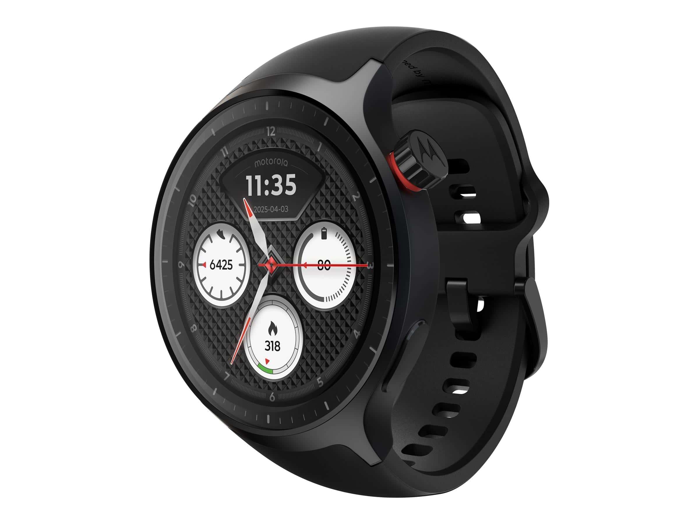 Motorola Moto Watch 47 mm – sort smartwatch med silikonerem
